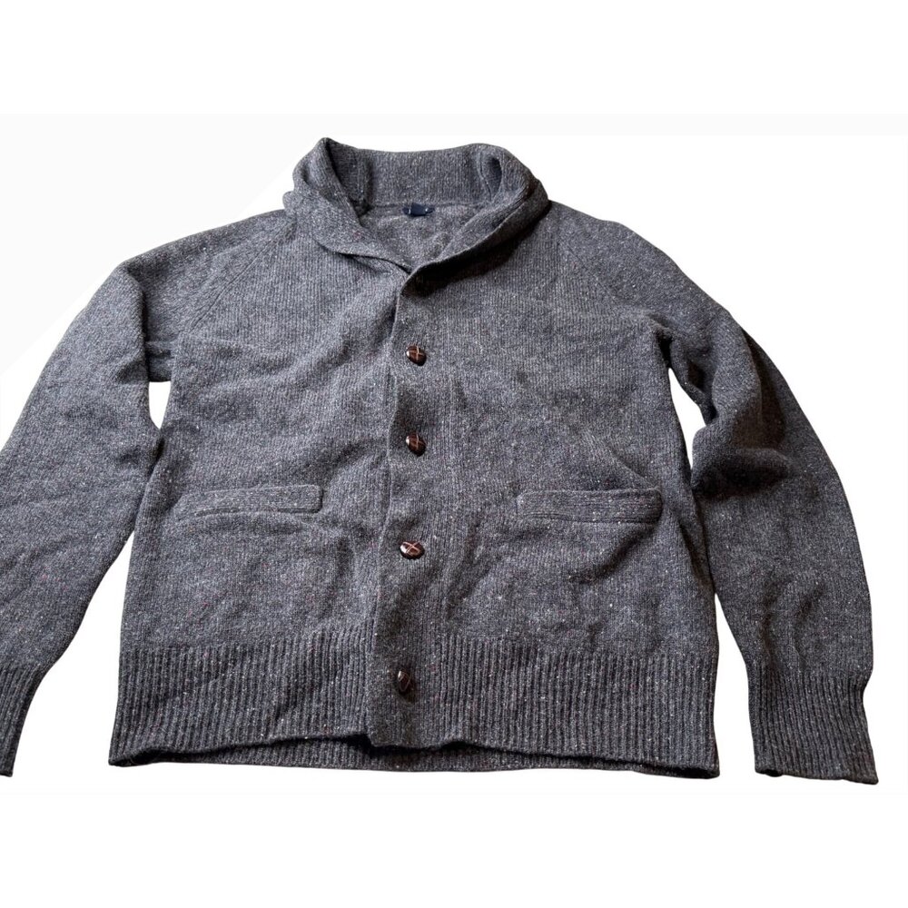 J.Crew Speckled Lambs Wool Shawl Collar Cardigan Sweater S preppy quiet luxury